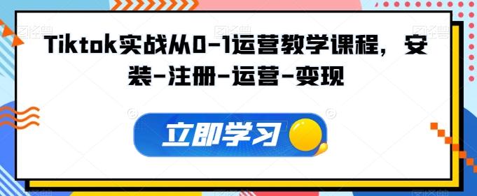 Tiktok实战从0-1运营教学课程，安装-注册-运营-变现-悟空云赚AI