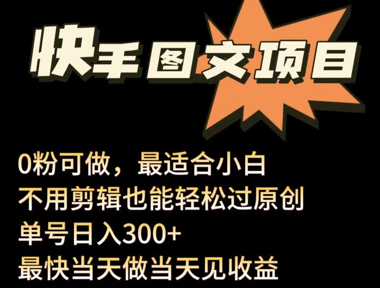 24年最新快手图文带货项目，零粉可做，不用剪辑轻松过原创单号轻松日入300+【揭秘】-悟空云赚AI