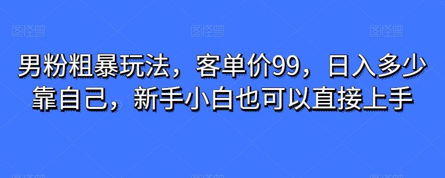 男粉粗暴玩法，客单价99，日入多少靠自己，新手小白也可以直接上手-悟空云赚AI