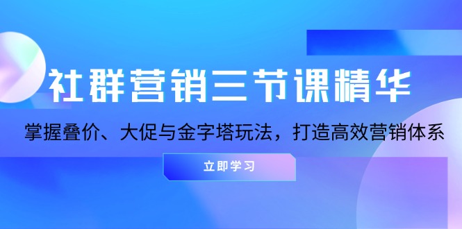 社群营销三节课精华：掌握叠价、大促与金字塔玩法，打造高效营销体系-悟空云赚AI