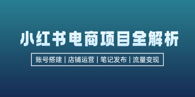 小红书电商项目全解析，包括账号搭建、店铺运营、笔记发布  实现流量变现-悟空云赚AI