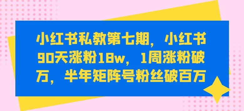 小红书私教第七期，小红书90天涨粉18w，1周涨粉破万，半年矩阵号粉丝破百万-悟空云赚AI