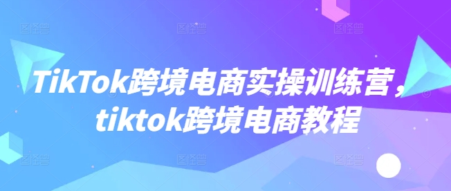 TikTok跨境电商实操训练营，tiktok跨境电商教程-悟空云赚AI