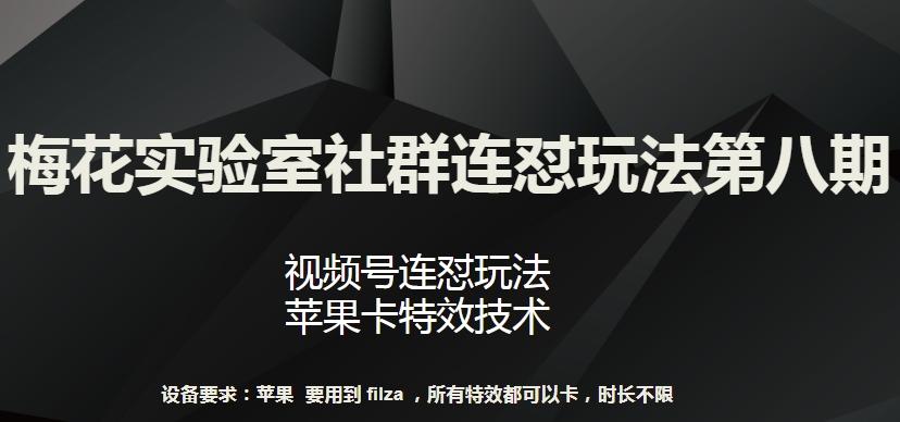 梅花实验室社群连怼玩法第八期，视频号连怼玩法 苹果卡特效技术【揭秘】-悟空云赚AI