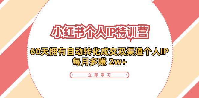 小红书个人IP陪跑营：两个月打造自动转化成交的多渠道个人IP，每月收入2w+(30节)-悟空云赚AI