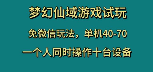 梦幻仙域游戏试玩，免微信玩法，单机40-70，一个人同时操作十台设备【揭秘】-悟空云赚AI