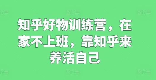 知乎好物训练营，在家不上班，靠知乎来养活自己-悟空云赚AI