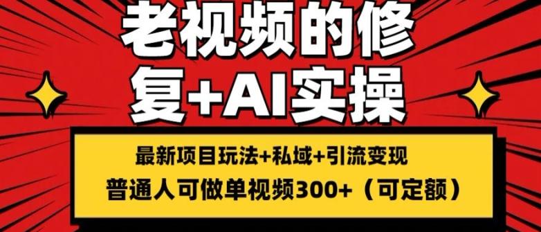 修复老视频的玩法，搬砖+引流的变现(可持久)，单条收益300+【揭秘】-悟空云赚AI
