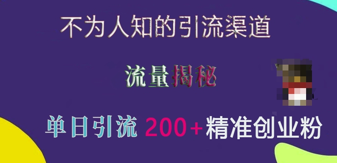 不为人知的引流渠道，流量揭秘，实测单日引流200+精准创业粉【揭秘】-口袋创业家