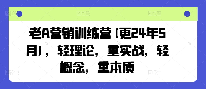 老A营销训练营(更24年10月)，轻理论，重实战，轻概念，重本质-悟空云赚AI