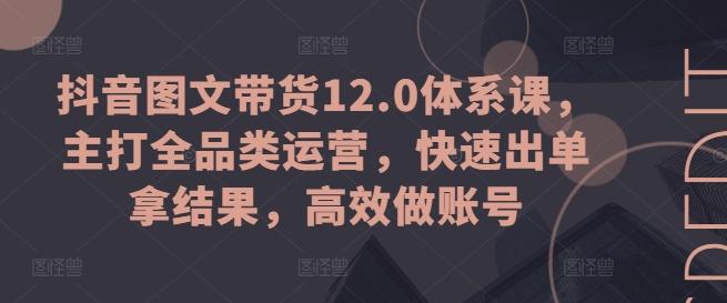 抖音图文带货12.0体系课，主打全品类运营，快速出单拿结果，高效做账号-悟空云赚AI