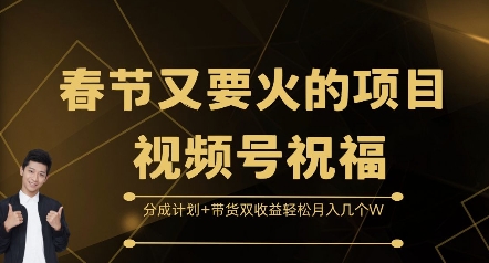 春节又要火的项目视频号祝福，分成计划+带货双收益，轻松月入几个W【揭秘】-悟空云赚AI