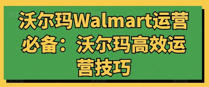 沃尔玛Walmart运营必备：沃尔玛高效运营技巧-悟空云赚AI