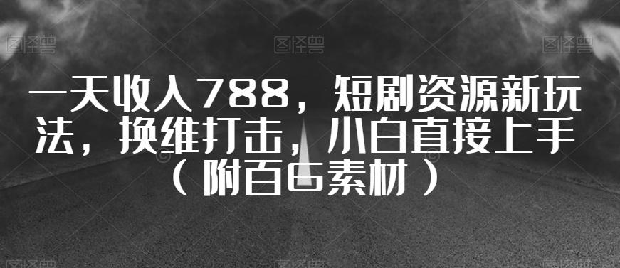 一天收入788，短剧资源新玩法，换维打击，小白直接上手（附百G素材）【揭秘】-悟空云赚AI