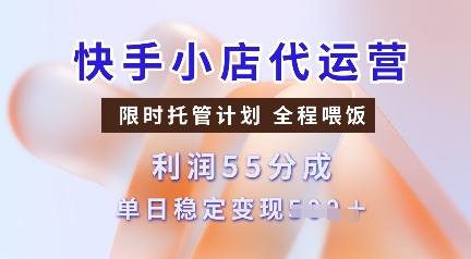 快手小店代运营，限时托管计划，收益55分，单日稳定变现多张【揭秘】-悟空云赚AI