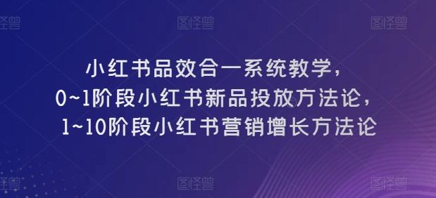 小红书品效合一系统教学，​0~1阶段小红书新品投放方法论，​1~10阶段小红书营销增长方法论-悟空云赚AI