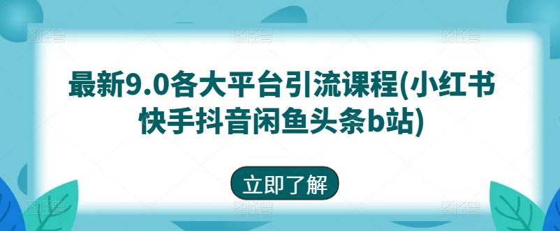 最新9.0各大平台引流课程(小红书快手抖音闲鱼头条b站)-悟空云赚AI