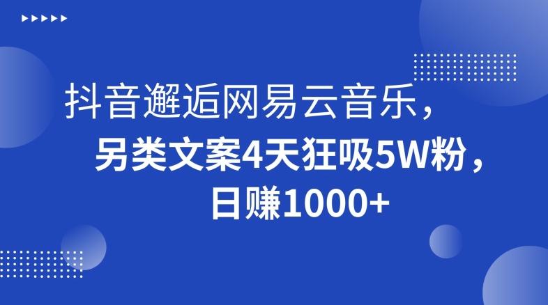 抖音邂逅网易云音乐，另类文案4天狂吸5W粉，日赚1000+【揭秘】-悟空云赚AI