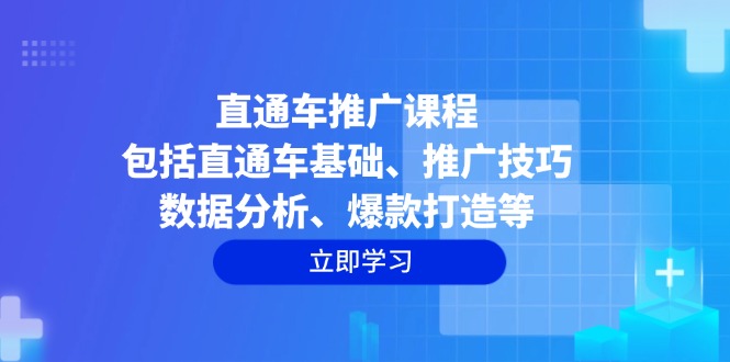 直通车推广课程：包括直通车基础、推广技巧、数据分析、爆款打造等-口袋创业家