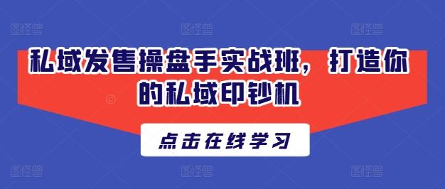 私域发售操盘手实战班，打造你的私域印钞机-悟空云赚AI