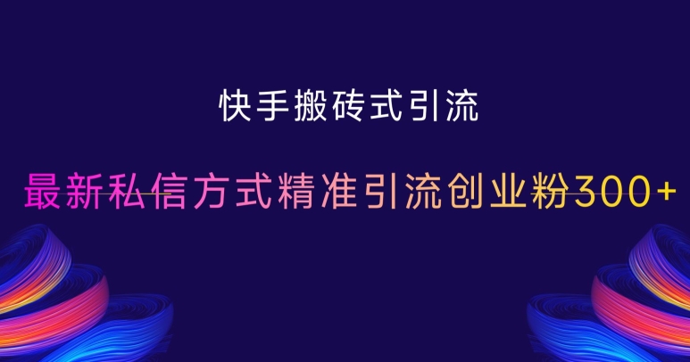 快手搬砖式引流，最新私信方式精准引流创业粉300+-悟空云赚AI