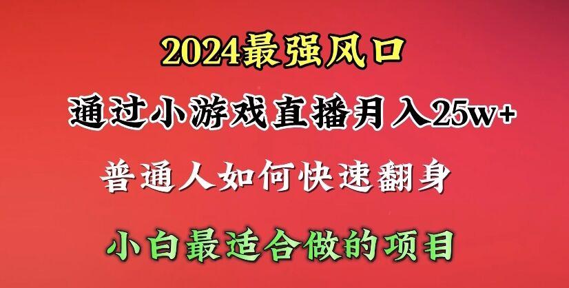 (10020期)2024年最强风口，通过小游戏直播月入25w+单日收益5000+小白最适合做的项目-口袋创业家