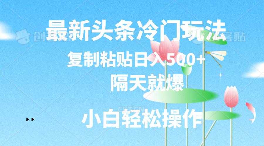 最新头条冷门玩法，隔天就爆，复制粘贴日入500+-悟空云赚AI