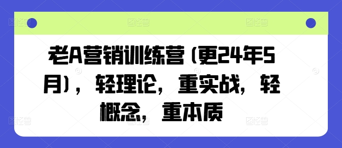 老A营销训练营(更25年1月)，轻理论，重实战，轻概念，重本质-悟空云赚AI