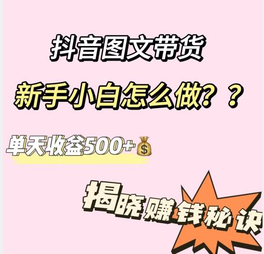 抖音图文带货，新手小白怎么做？单天收益500+【揭秘赚钱秘诀】-悟空云赚AI