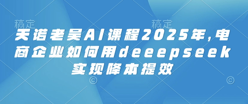 天诺老吴AI课程2025年，电商企业如何用deeepseek实现降本提效-悟空云赚AI