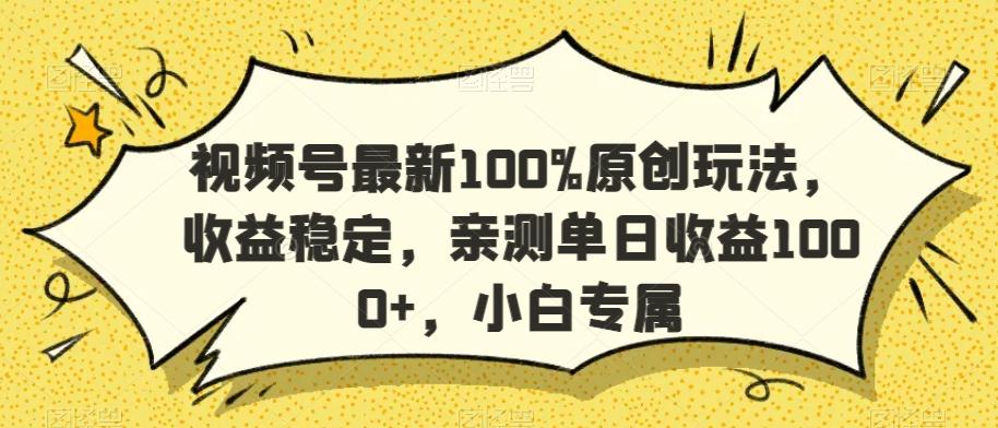 视频号最新100%原创玩法，收益稳定，亲测单日收益1000+，小白专属【揭秘】-悟空云赚AI