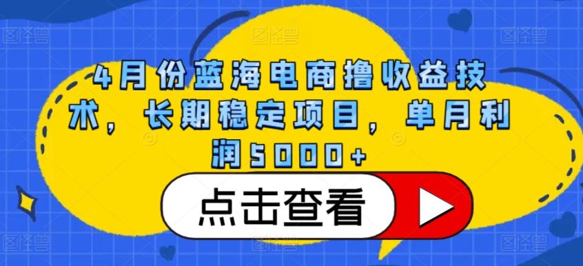 4月份蓝海电商撸收益技术，长期稳定项目，单月利润5000+【揭秘】-悟空云赚AI