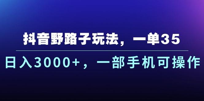 抖音野路子玩法，一单35.日入3000+，一部手机可操作-悟空云赚AI