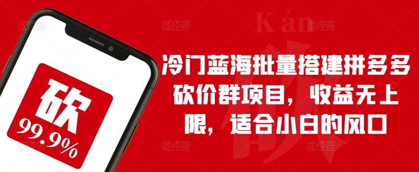 冷门蓝海批量搭建拼多多砍价群项目，收益无上限，适合小白的风口【揭秘】-悟空云赚AI