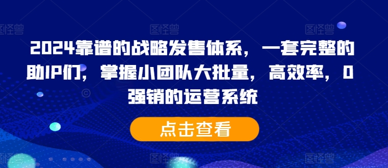 2024靠谱的战略发售体系，一套完整的助IP们，掌握小团队大批量，高效率，0 强销的运营系统-悟空云赚AI