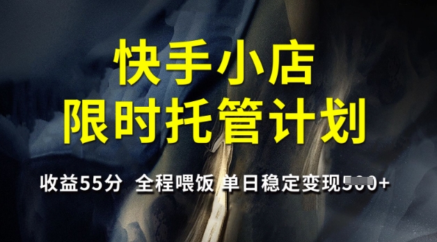 快手小店限时托管计划，收益55分，全程喂饭，单日稳定变现5张【揭秘】-悟空云赚AI