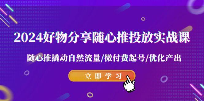 2024好物分享-随心推投放实战课 随心推撬动自然流量/微付费起号/优化产出-悟空云赚AI