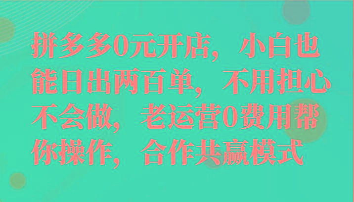 最新拼多多优质项目小白福利，两天销量过百单，不收费、老运营代操作-悟空云赚AI