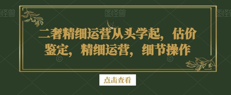 二奢精细运营从头学起，估价鉴定，精细运营，细节操作-悟空云赚AI