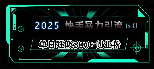 2025年快手6.0保姆级教程震撼来袭，单日狂吸300+精准创业粉-悟空云赚AI