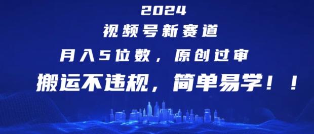 2024视频号新赛道，月入5位数+，原创过审，搬运不违规，简单易学【揭秘】-悟空云赚AI