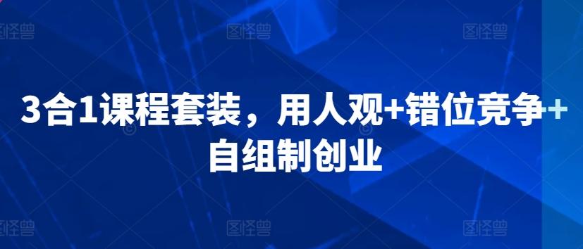 3合1课程套装，​用人观+错位竞争+自组制创业-悟空云赚AI