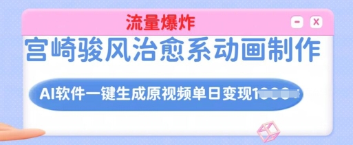 宫崎骏风治愈系动画制作，AI软件一键生成原创视频流量爆炸，单日变现多张，详细实操流程-悟空云赚AI