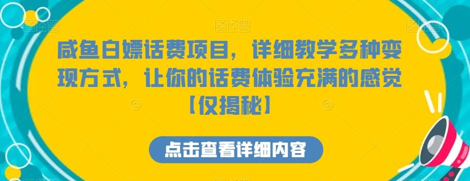 咸鱼白嫖话费项目，详细教学多种变现方式，让你的话费体验充满的感觉【仅揭秘】-悟空云赚AI