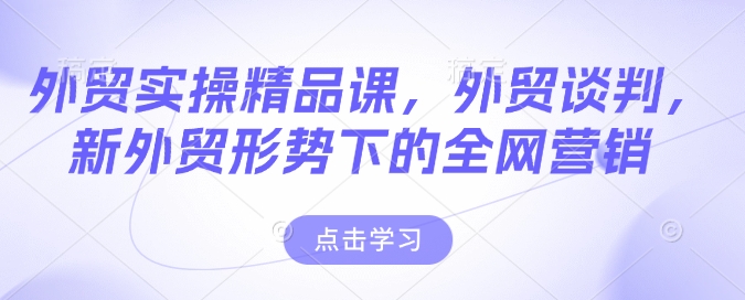 外贸实操精品课，外贸谈判，新外贸形势下的全网营销-悟空云赚AI