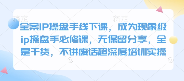 全案IP操盘手线下课，成为现象级ip操盘手必修课，无保留分享，全是干货，不讲废话超深度培训实操-悟空云赚AI