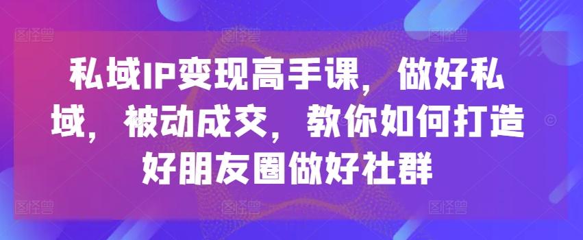 私域IP变现高手课，做好私域，被动成交，教你如何打造好朋友圈做好社群-悟空云赚AI