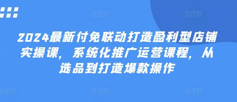 2024最新付免联动打造盈利型店铺实操课，​系统化推广运营课程，从选品到打造爆款操作-悟空云赚AI