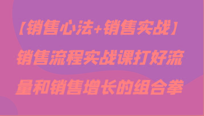 【销售心法+销售实战】销售流程实战课打好流量和销售增长的组合拳-悟空云赚AI