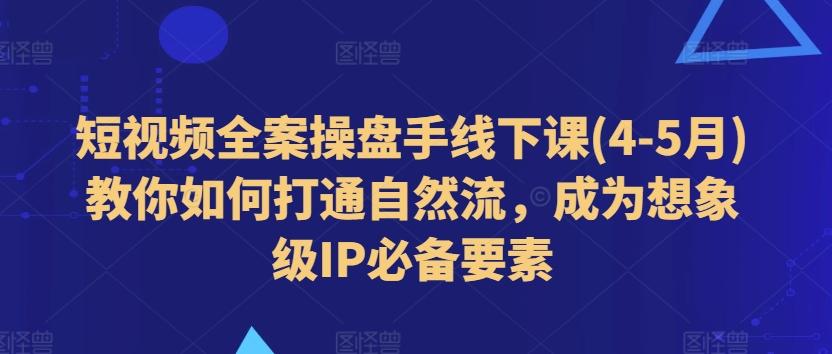 短视频全案操盘手线下课(4-5月)教你如何打通自然流，成为想象级IP必备要素-悟空云赚AI